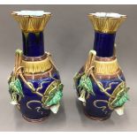 A pair of Sarreguemines Majolica vases