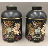 A pair of toleware tea tins