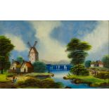 A pair of 19th century naive reverse paintings on glass,