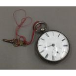 A silver cased pocket watch, signed Thomas Cook,