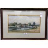 J BIRKETT, Houseboats at Laleham, River Thames, watercolour, signed and titled,