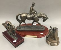 Three modern resin cast horse groups