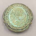 A Chinese bronze tray