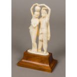 An early 20th century Indian carved ivory group, worked as Radha Krishna,