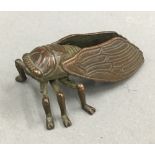 A Japanese bronze model of a fly