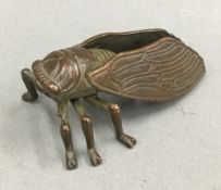 A Japanese bronze model of a fly