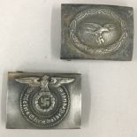 Two Nazi belt buckles, one SS N.C.O.