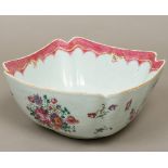 An 18th century Chinese porcelain famille rose porcelain bowl, of square section,