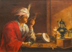 DECORATIVE SCHOOL (20th century), The Orientalist, oil on canvas, slip framed. 54.5 x 39 cm.