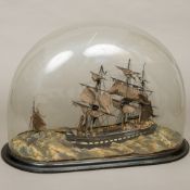 A model sailing ship diorama,