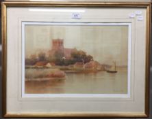 H ENGLISH, Christchurch Priory, watercolour, signed and dated '10,