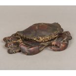 A Chinese pottery brush wash and cover, modelled as a crab. 19 cm wide.