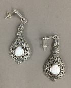 A pair of silver and marcasite earrings