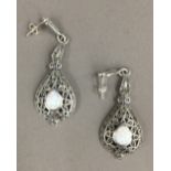 A pair of silver and marcasite earrings