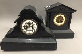 Two Victorian slate mantel clocks