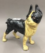 A cast iron pug dog