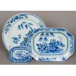 A large 18th century Chinese blue and white porcelain charger,