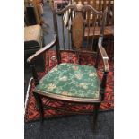 An Edwardian inlaid mahogany parlour chair