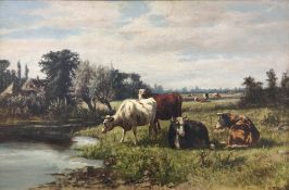 ENGLISH SHCOOL (19th century) Cattle in a Rural Landscape Oil on canvas,