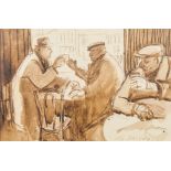 LES JACOBS (20th century) British The Cafe Watercolour, signed, framed and glazed. 36 x 24 cm.