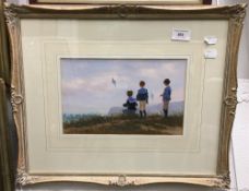 ENGLISH SCHOOL (20th century), Edwardian Kite Fliers, watercolour,