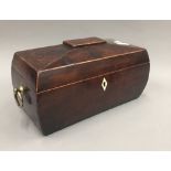 A 19th century burr yewwood tea caddy