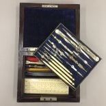 A Victorian rosewood cased drawing set