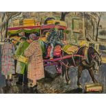 JAMES TARR (1905-1996) British (AR) Street Vendor Watercolour and bodycolour, inscribed to verso,