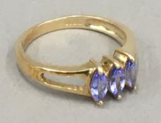 A 9 ct gold tanzanite ring (2.