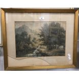 Attributed to DAVID COX, Figures in a Landscape, watercolour, inscribed to mount, framed,