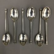 Six silver coffee spoons