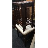 A mahogany nest of tables and a dressing stool