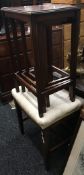 A mahogany nest of tables and a dressing stool