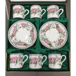 A boxed Crown Staffordshire coffee set and a Royal Adderley tea service and another
