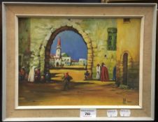 North African Scene, oil on board, signed with initials and dated 1965,