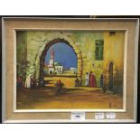 North African Scene, oil on board, signed with initials and dated 1965,