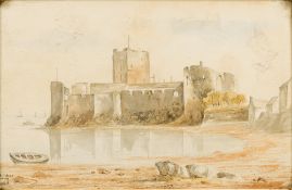 A JOHNS (19th century) British Coastal Castle Watercolour, signed and dated May 1865,