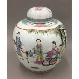A 19th/20th century Chinese polychrome decorated ginger jar and cover