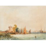 HENRY BRIGHT (1810-1873) British Shipping Scene Watercolour, signed with initials,