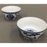 Two Chinese blue and white porcelain tea bowls