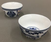 Two Chinese blue and white porcelain tea bowls