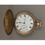 A gold plated full hunter pocket watch