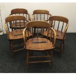 A set of five late 19th/early 20th century bentwood solid seated open armchairs