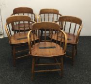 A set of five late 19th/early 20th century bentwood solid seated open armchairs