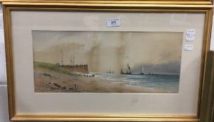 L WILSON, Coastal Beach Scene, watercolour, signed,