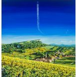 COLIN HAMILTON (20th century) British (AR) Vapour Trail Over Vergisson (Burgundy) Acrylic on board,