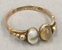 A moonstone and citrine ring (1.