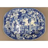 An early 19th century blue and white meat plate,