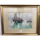 Moored boats, watercolour, possibly Venice, unsigned,