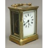 A late 19th/early 20th century brass cased carriage clock